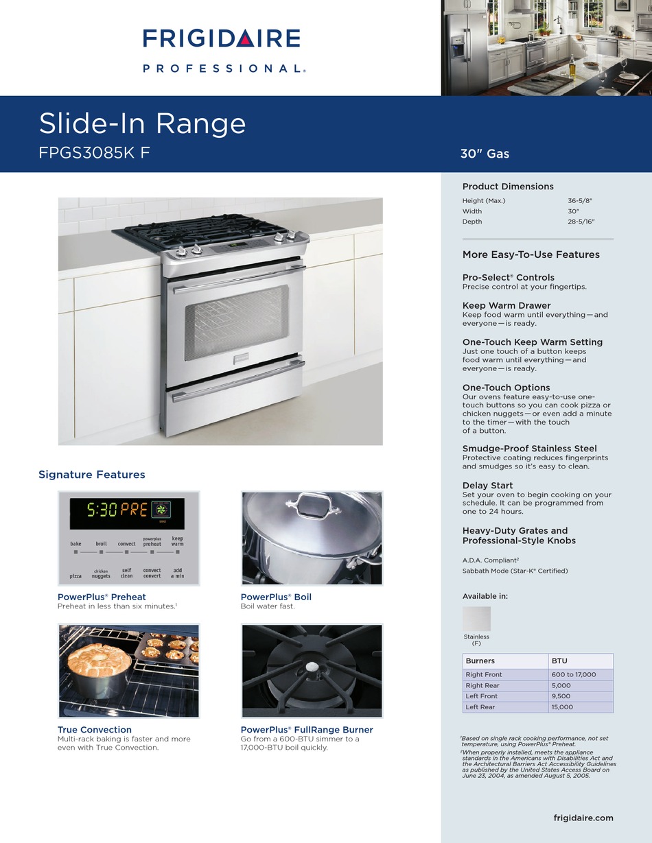 FRIGIDAIRE PROFESSIONAL FPGS3085K F GENERAL INSTALLATION MANUALLINES