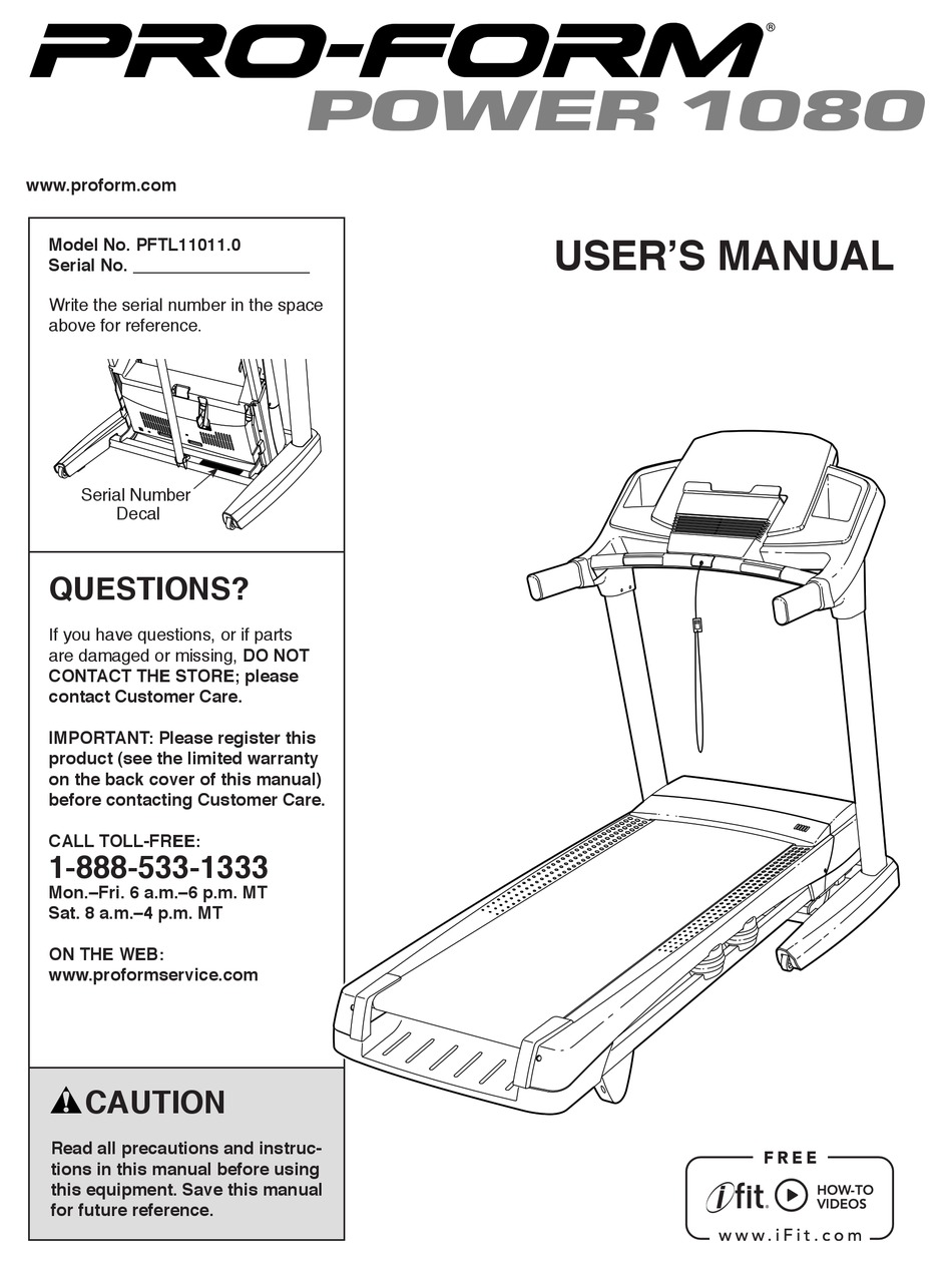 PROFORM PFTL11011.0 USER MANUAL Pdf Download ManualsLib