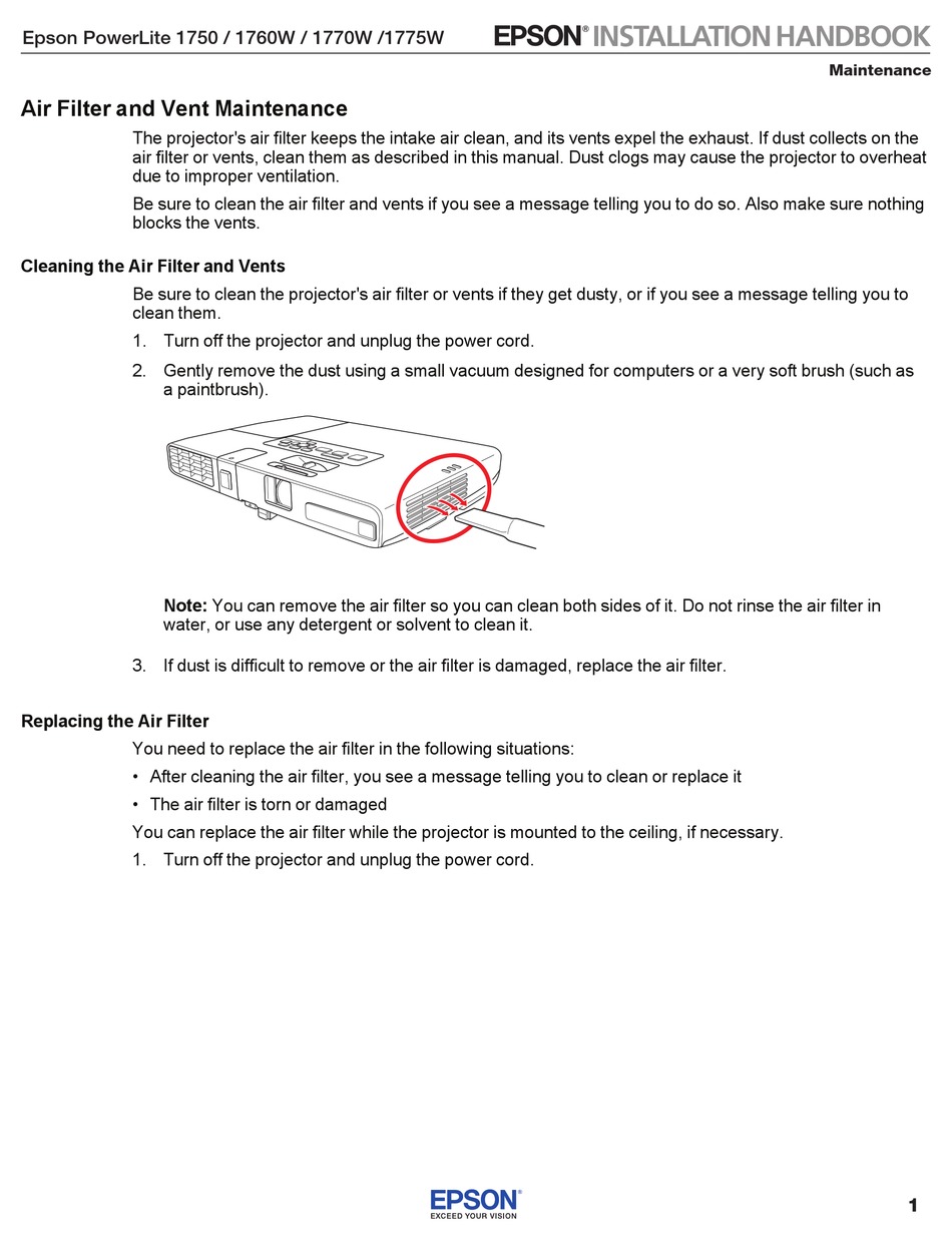 EPSON POWERLITE 1750 MAINTENANCE MANUAL Pdf Download ManualsLib