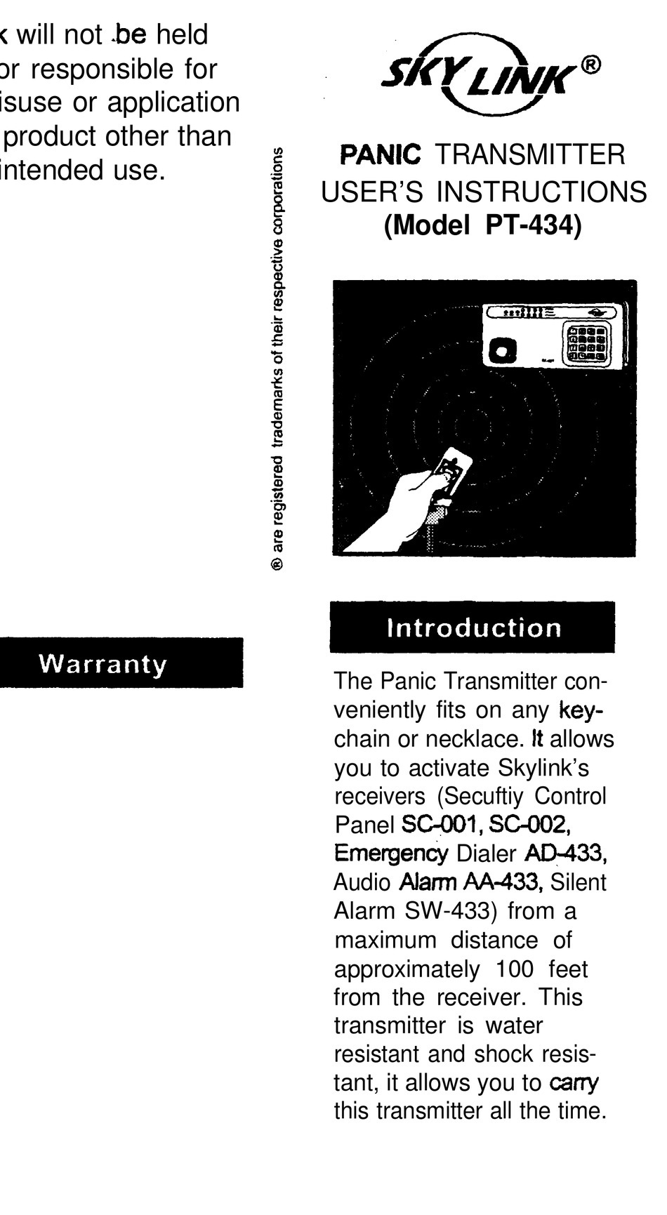SKYLINK PT-434 USER INSTRUCTIONS Pdf Download | ManualsLib