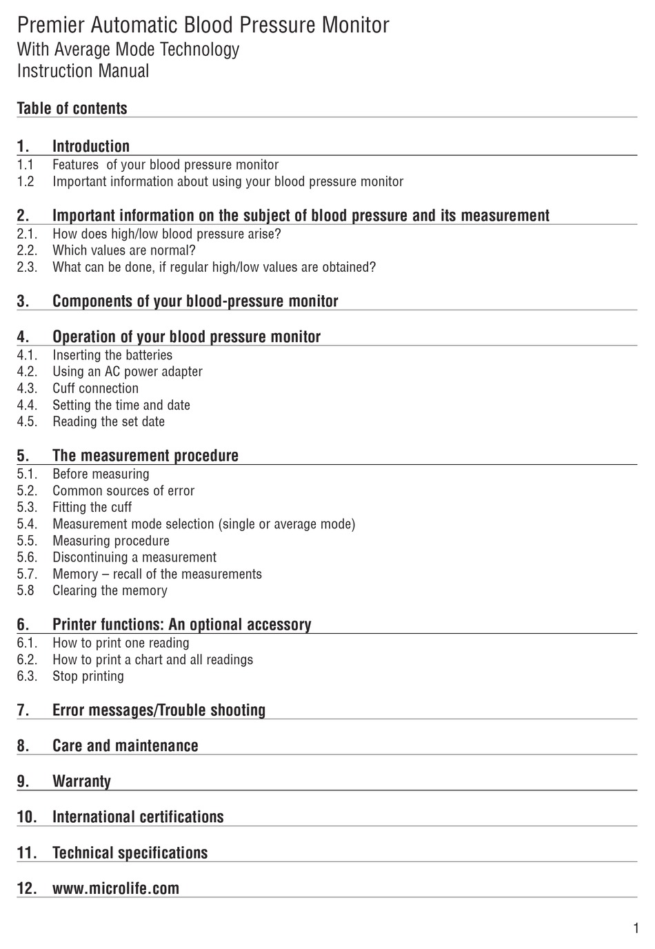 Error Messages/Troubleshooting - Premier Automatic Blood Pressure Monitor Instruction Manual [Page 12] | ManualsLib
