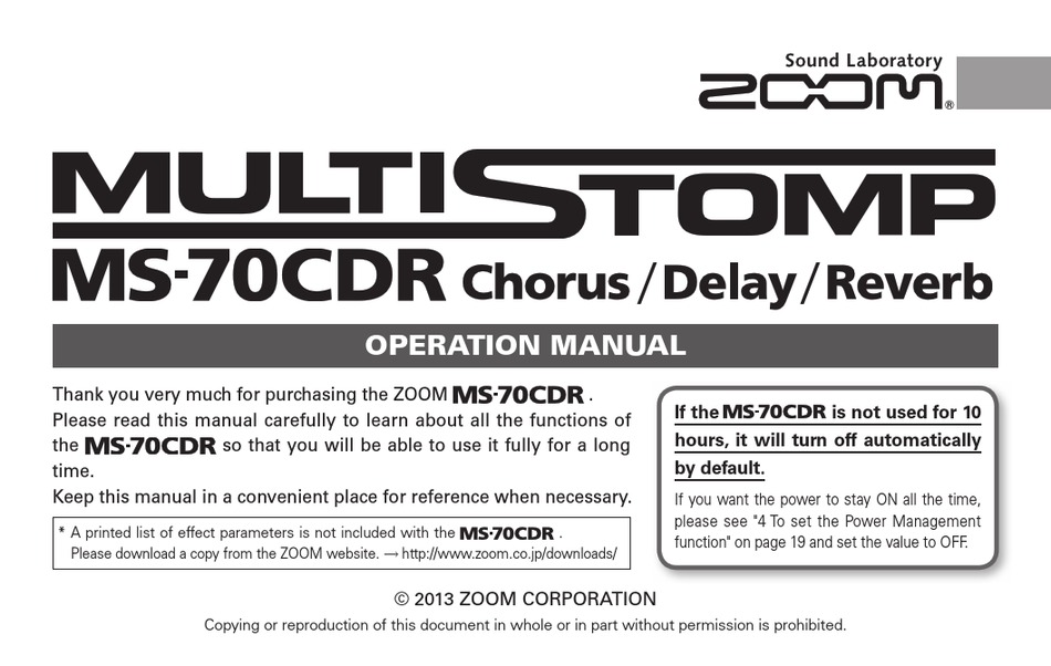 Zoom Multistomp Ms 70cdr Operation Manual Pdf Download Manualslib Zoom Multistomp Ms 70cdr Operation Manual Pdf Download Manualslib