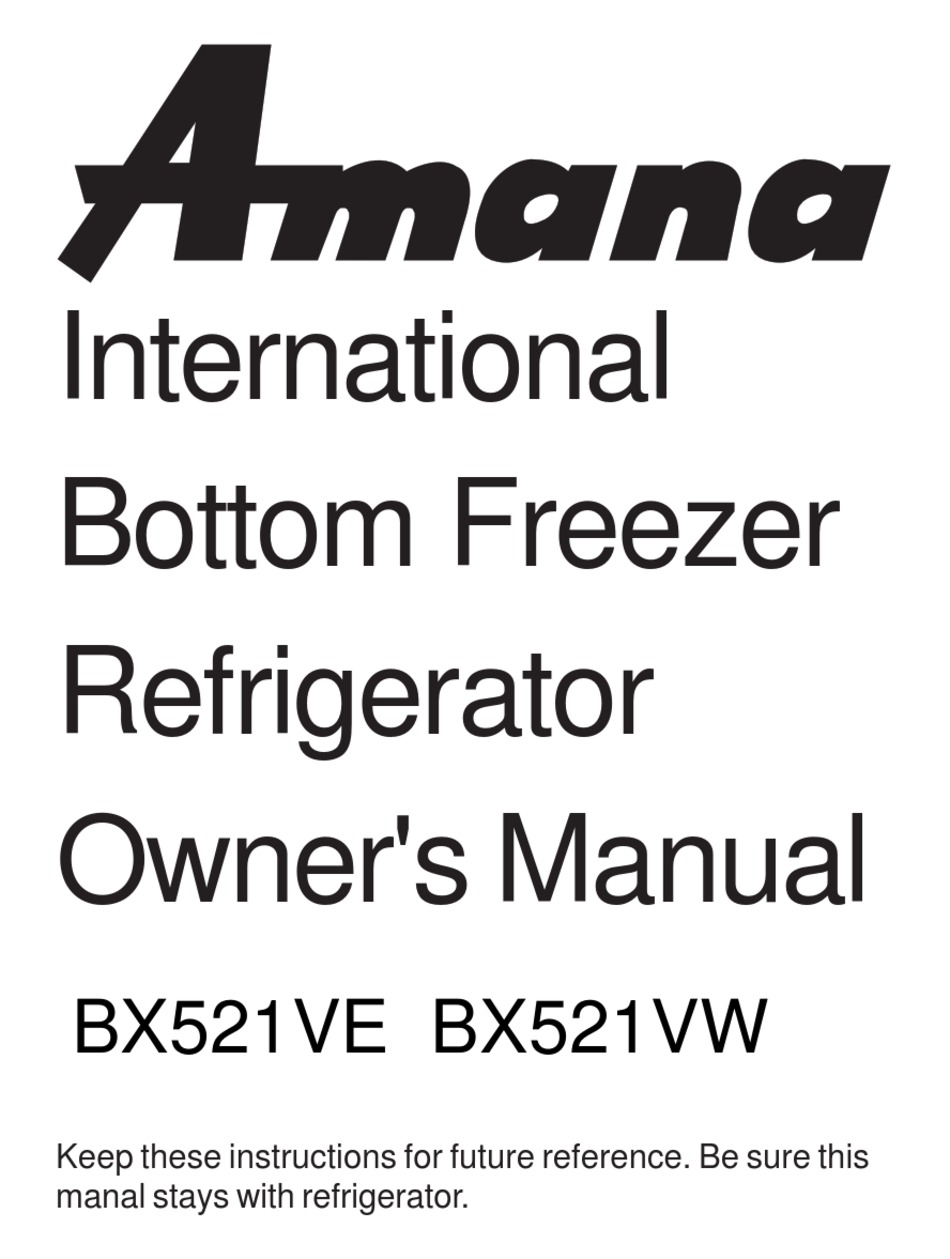 Amana Bx521ve Owner S Manual Pdf Download Manualslib