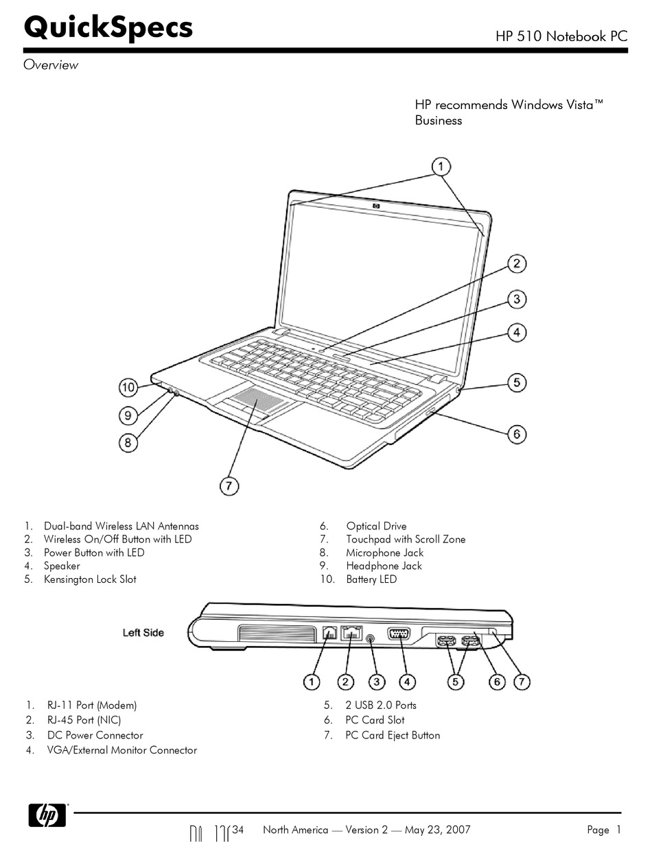 HP 510 QUICKSPECS Pdf Download | ManualsLib