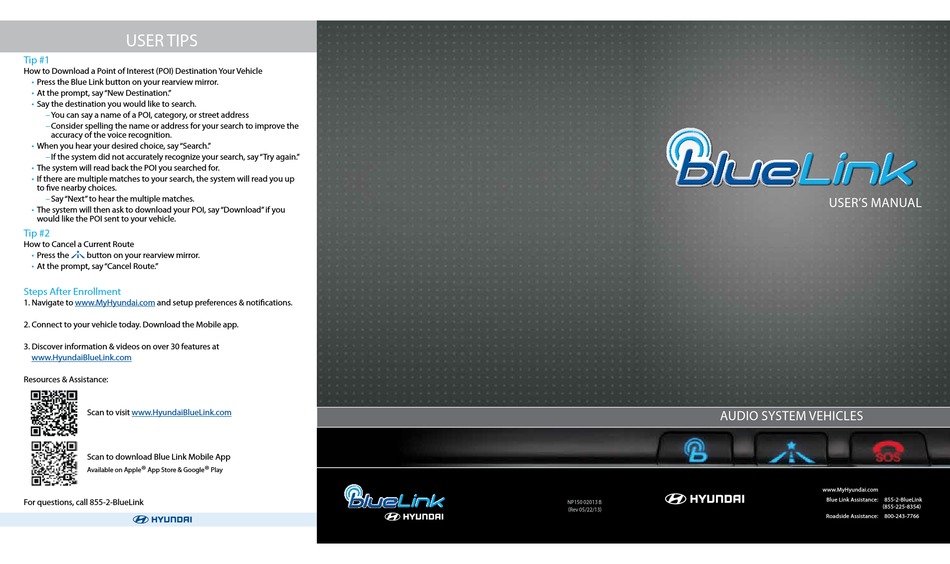 HYUNDAI BLUELINK USER MANUAL Pdf Download | ManualsLib