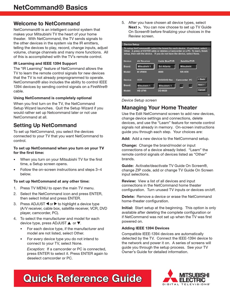 MITSUBISHI NETCOMMAND USER MANUAL Pdf Download | ManualsLib