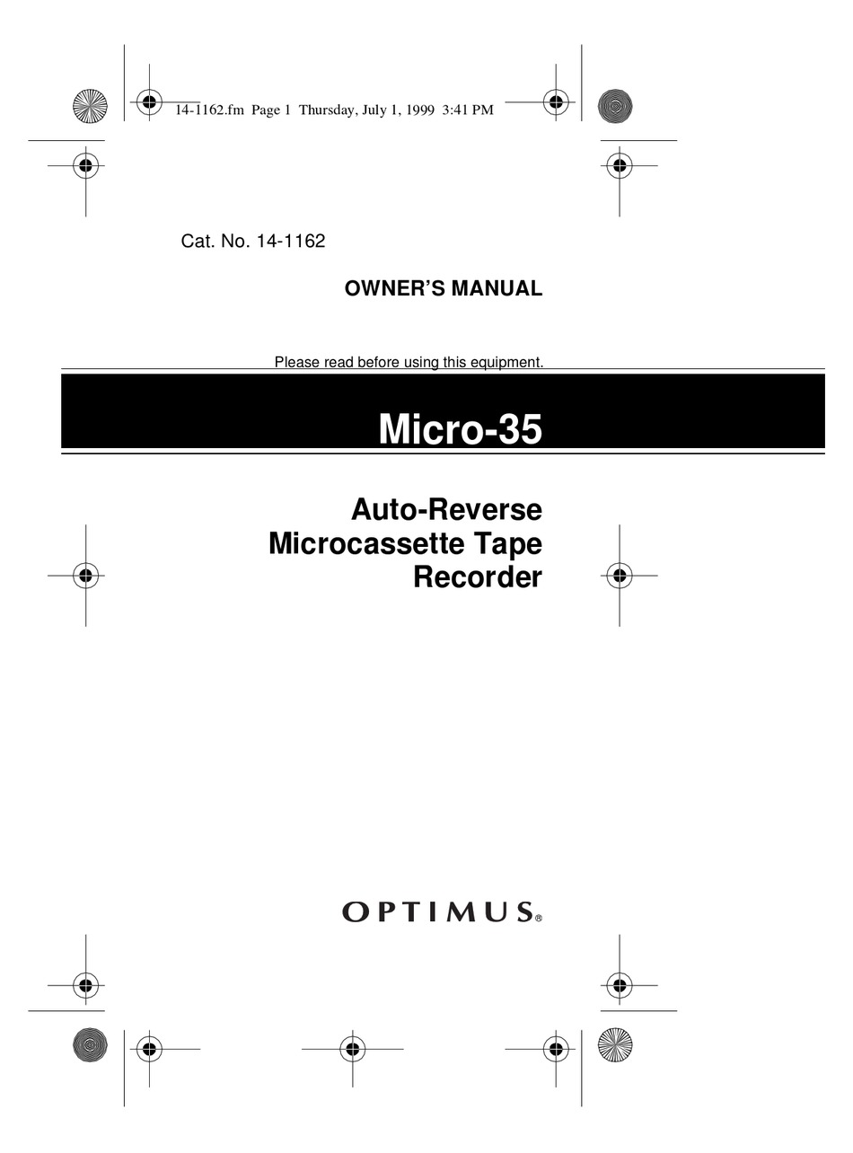 Optimus Micro-39 Voice Activated Microcassette Recorder 2 Speed VOX 14-1167 