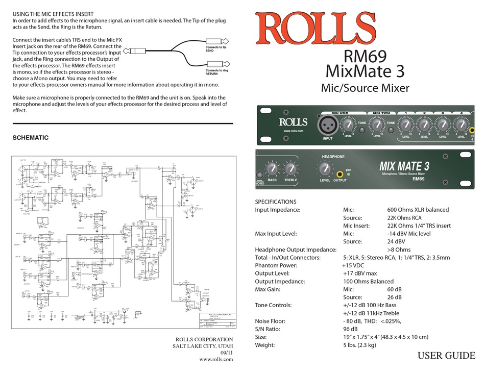 Mezclador De Fuente De Micrófono Rolls Rm69 Mixmate 3 ... 