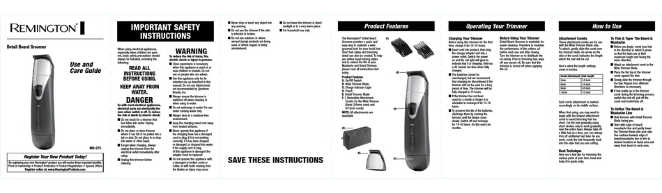 remington beard trimmer instructions