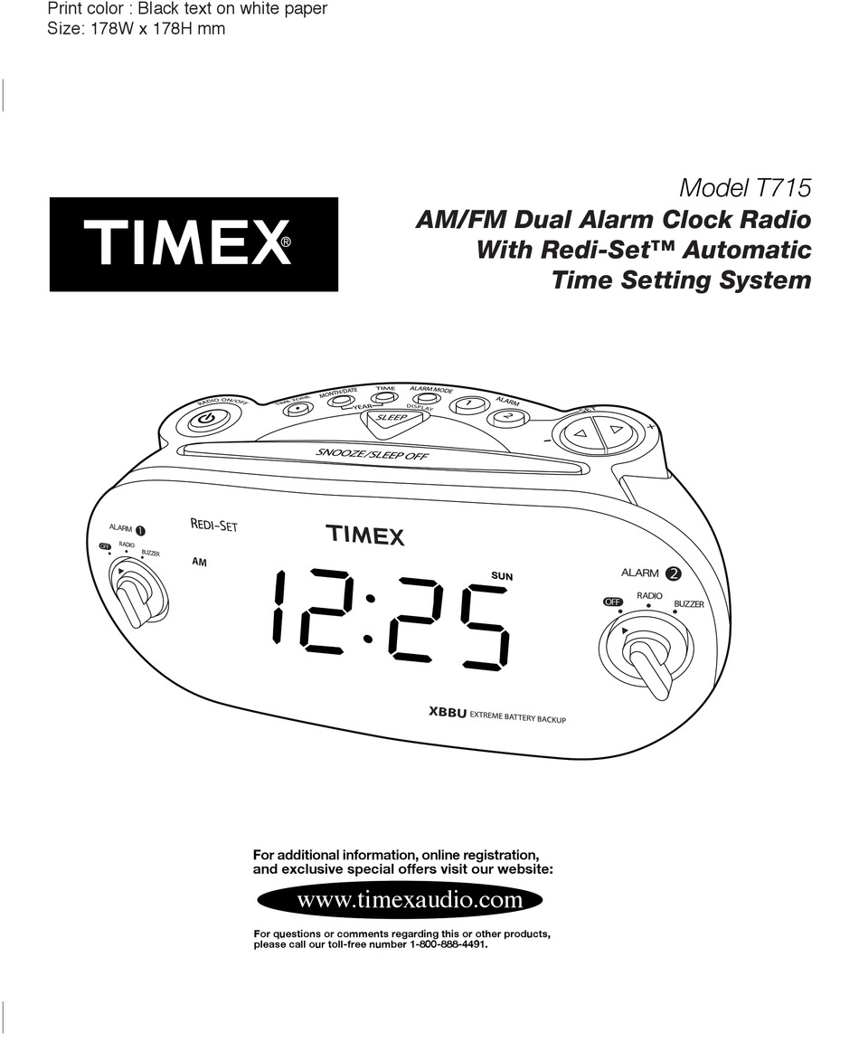 instructions for timex alarm clock