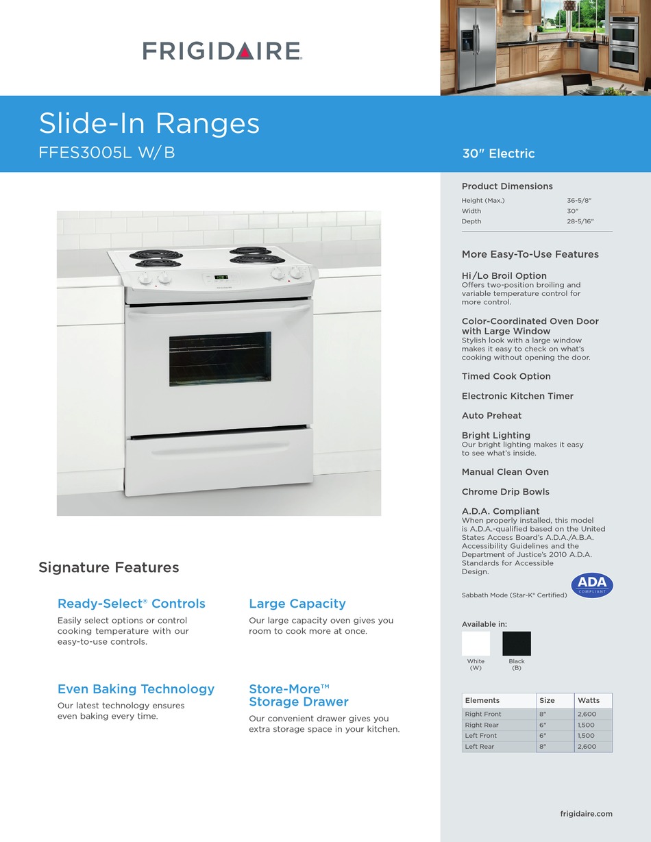 FRIGIDAIRE FFES3005L W GENERAL INSTALLATION MANUALLINES Pdf Download