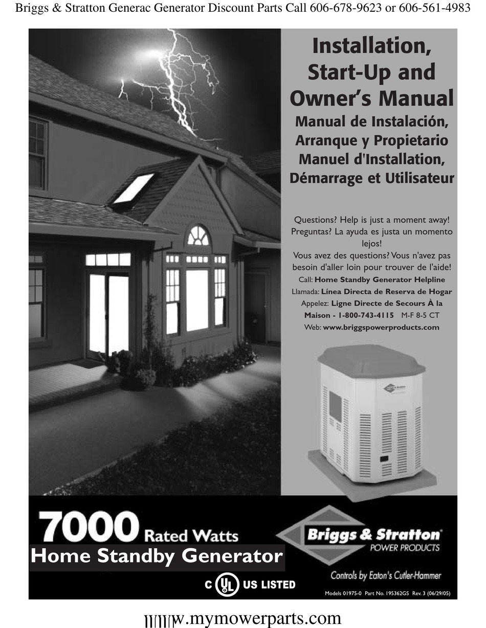 BRIGGS & STRATTON 7000 RATED WATTS HOME STANDBY GENERATOR INSTALLATION