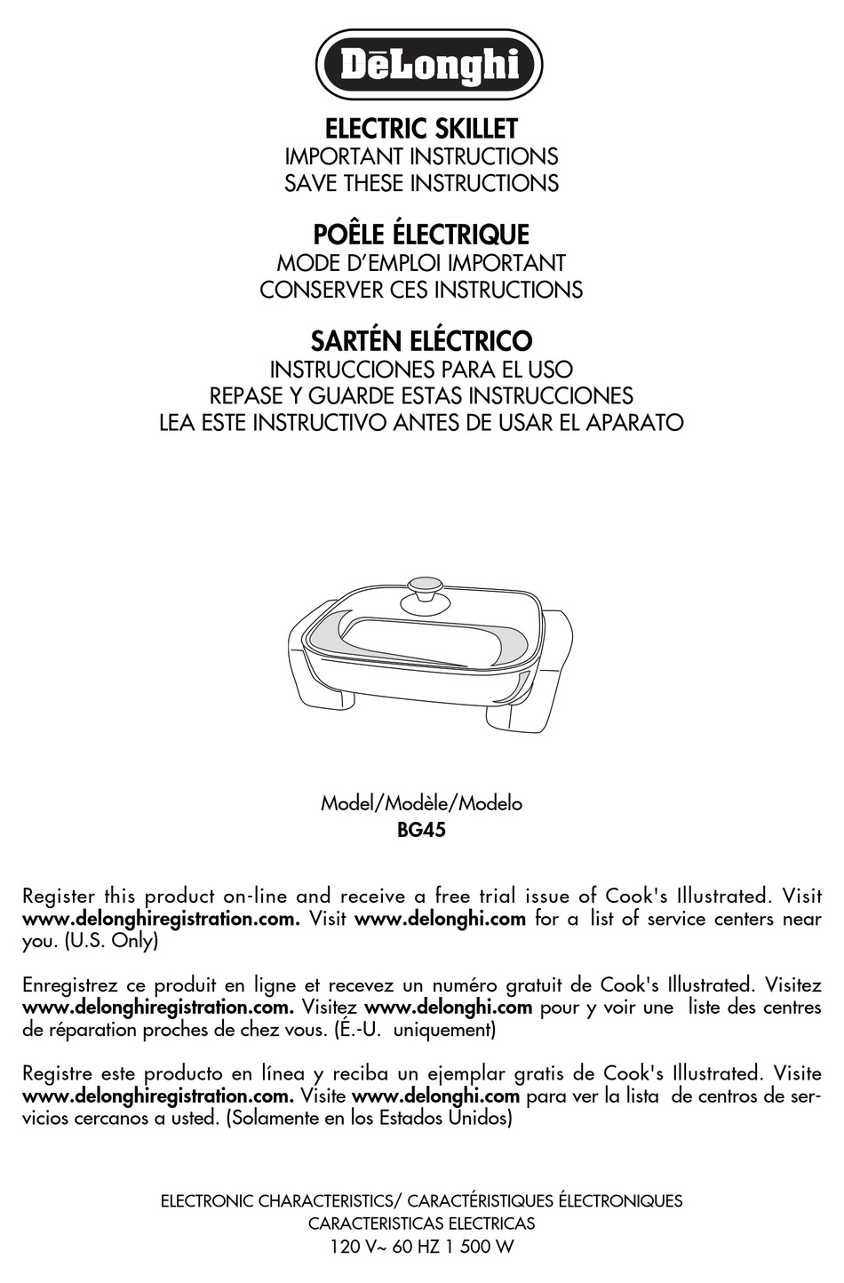 DELONGHI BG45 IMPORTANT INSTRUCTIONS Pdf Download ManualsLib