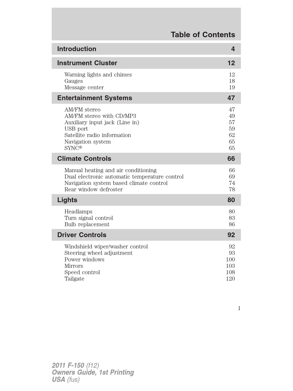 FORD F-150 2011 OWNER'S MANUAL Pdf Download | ManualsLib