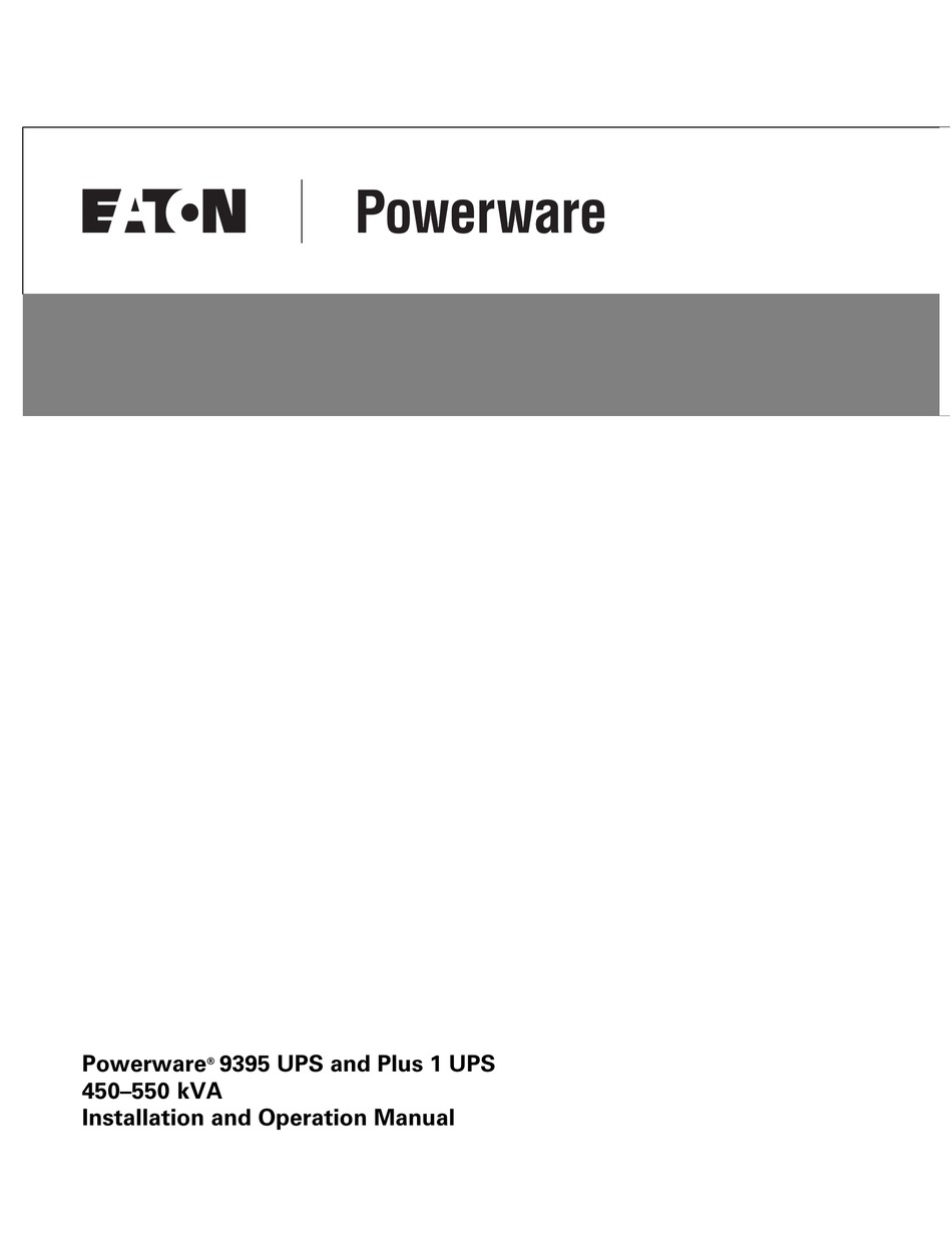 EATON POWERWARE 9395 INSTALLATION AND OPERATION MANUAL Pdf Download ...