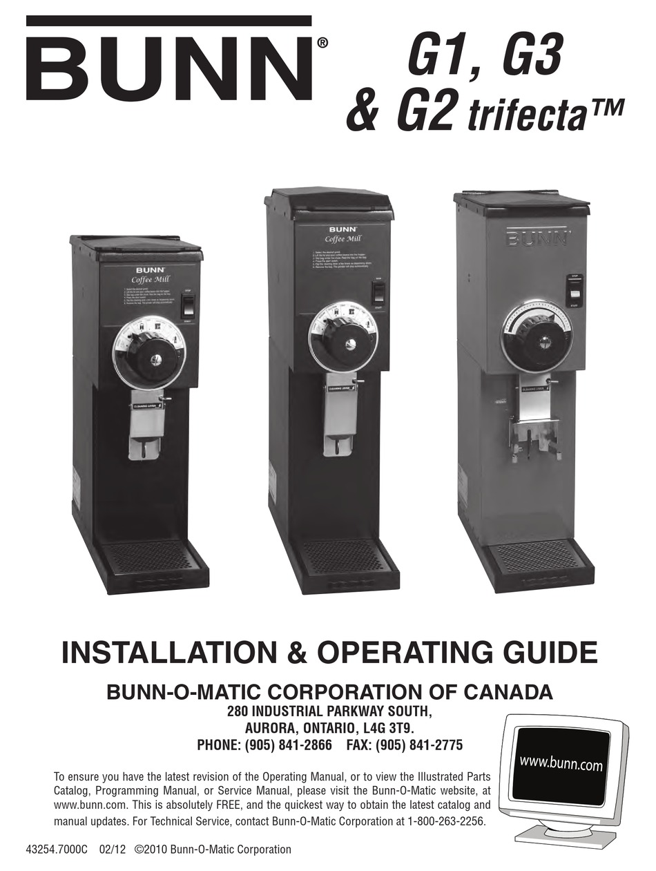 BUNN G1 INSTALLATION & OPERATING MANUAL Pdf Download ManualsLib