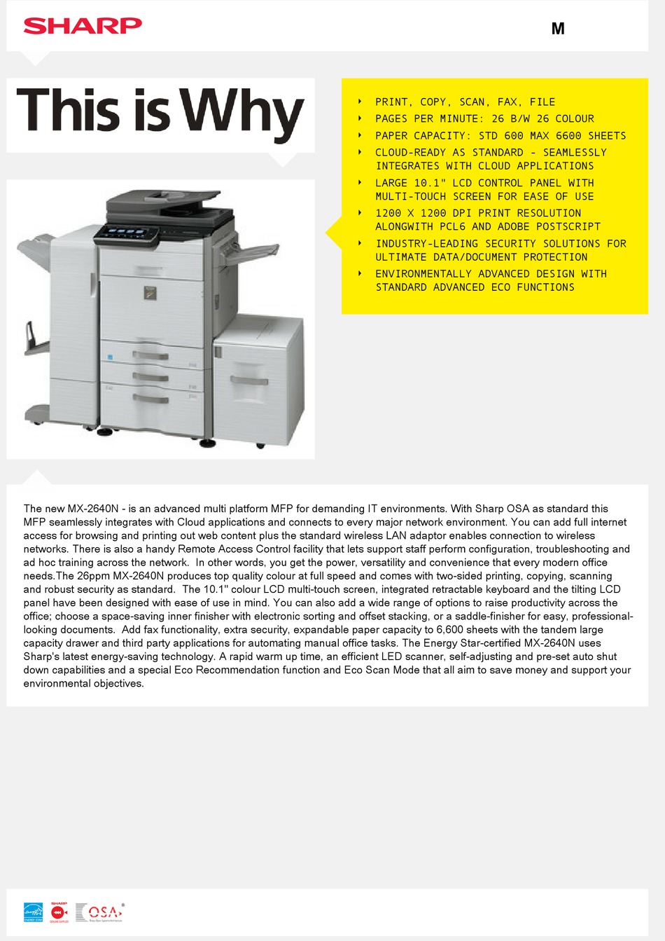 sharp copiers mx2640n