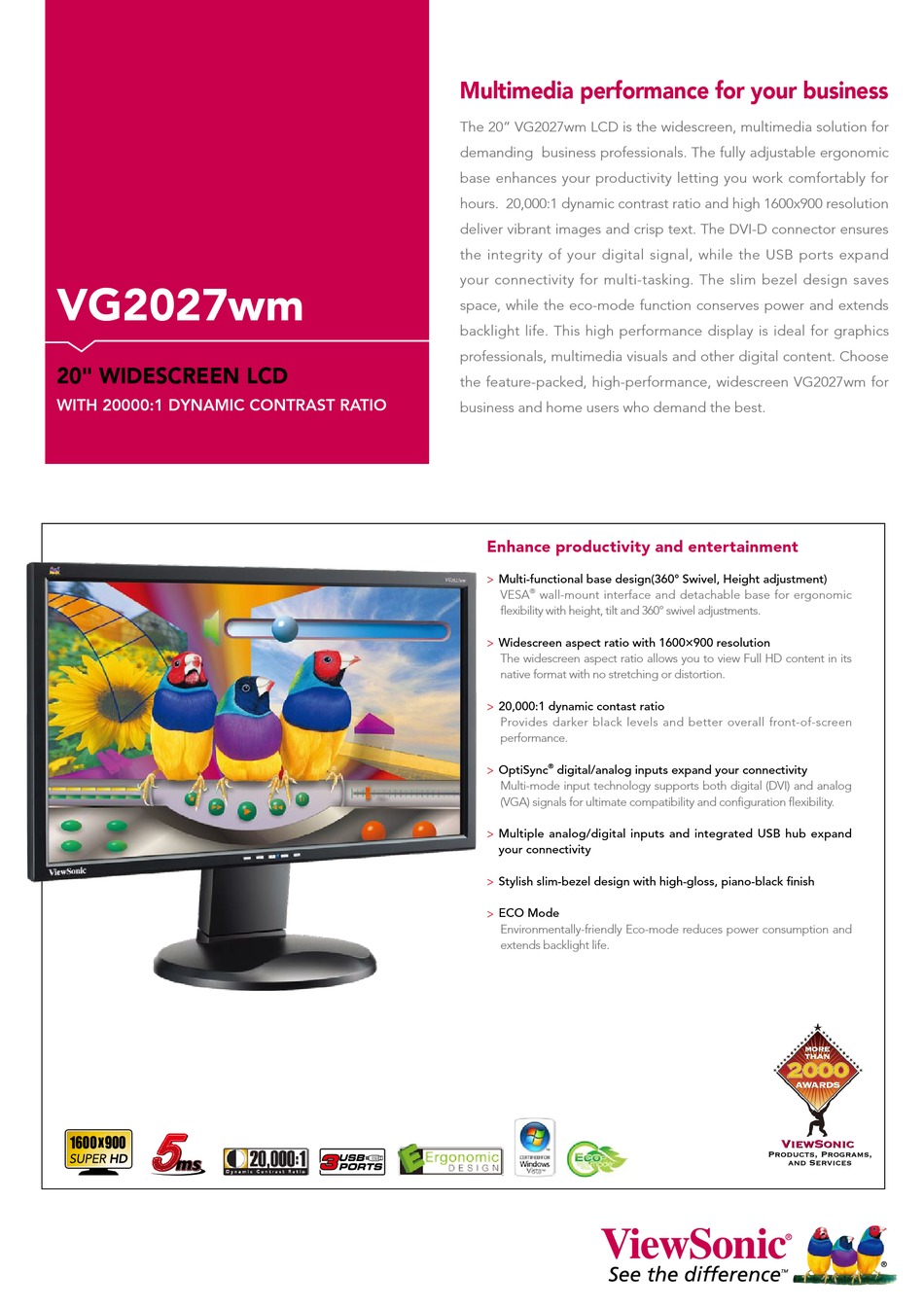 viewsonic vg2027wm