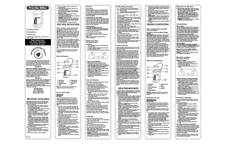 PROCTORSILEX PROCTOR SILEX INSTRUCTIONS Pdf Download ManualsLib