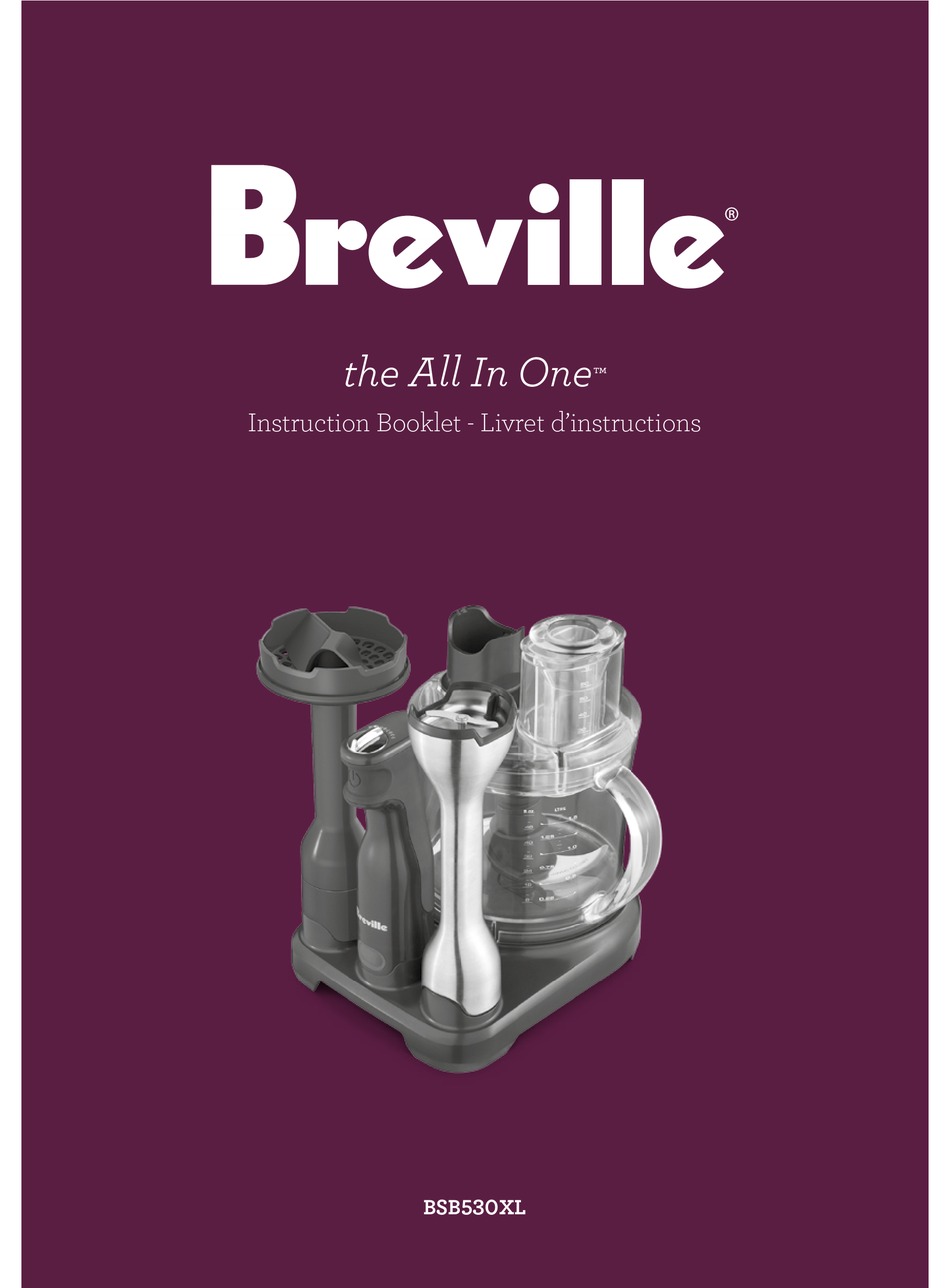 BREVILLE BSB530XL INSTRUCTION BOOKLET 