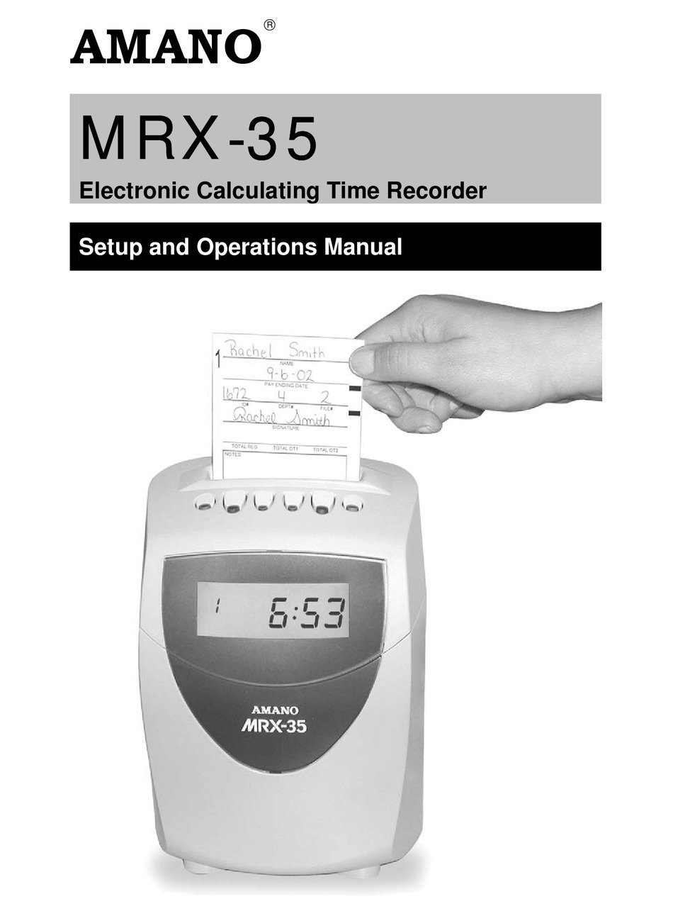 AMANO MRX-35 SETUP AND OPERATION MANUAL Pdf Download | ManualsLib