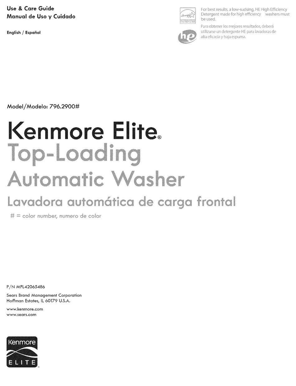 kenmore elite washer 29002000