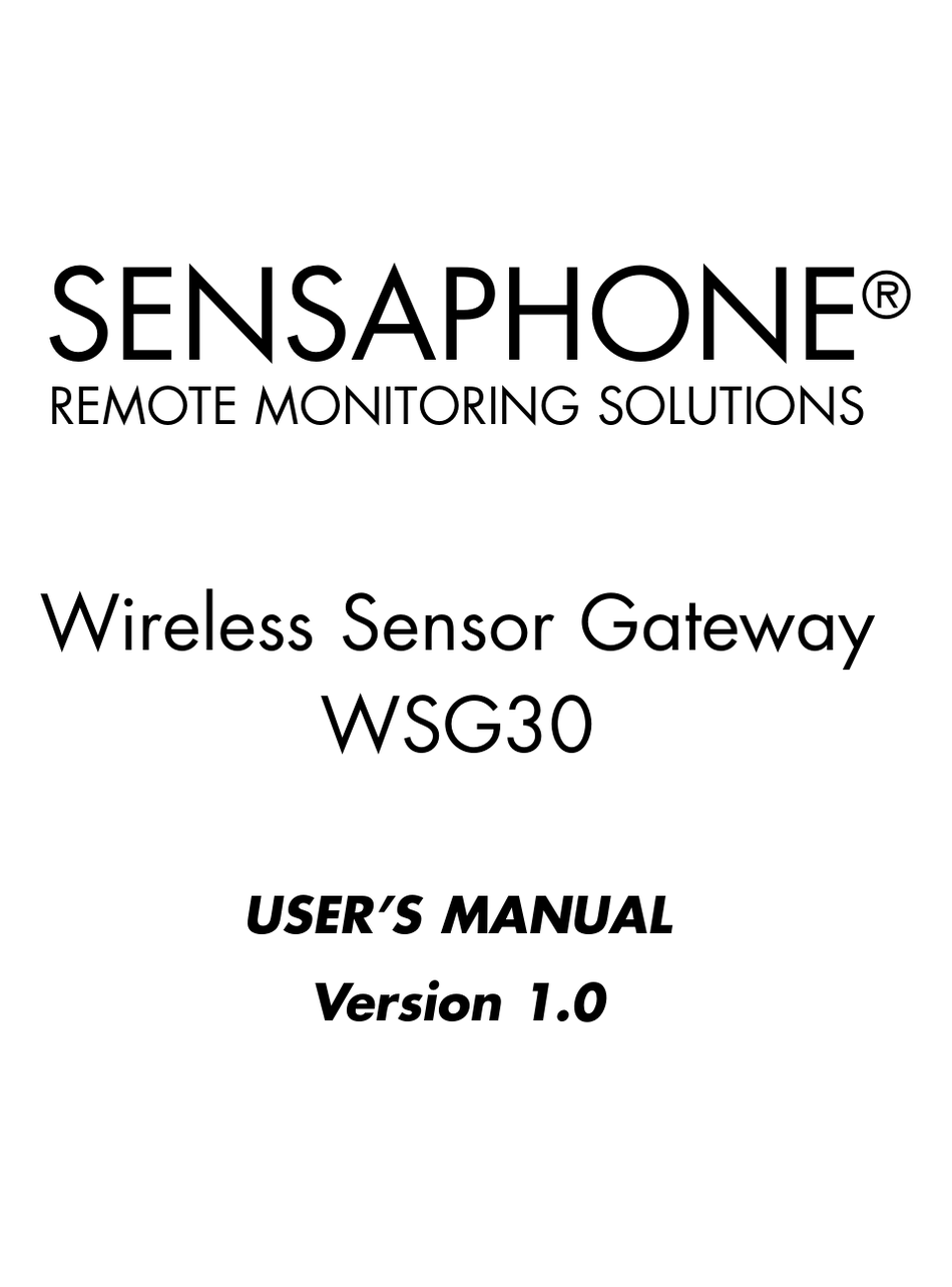 SENSAPHONE WSG30 USER MANUAL Pdf Download ManualsLib