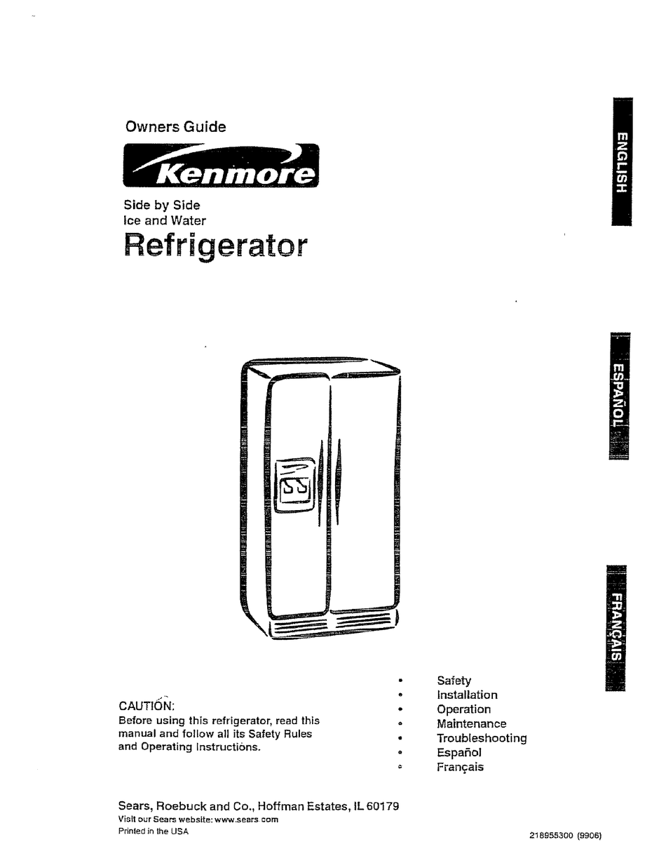 KENMORE SIDE BY SIDE REFRIGERATOR OWNER'S MANUAL Pdf Download ManualsLib