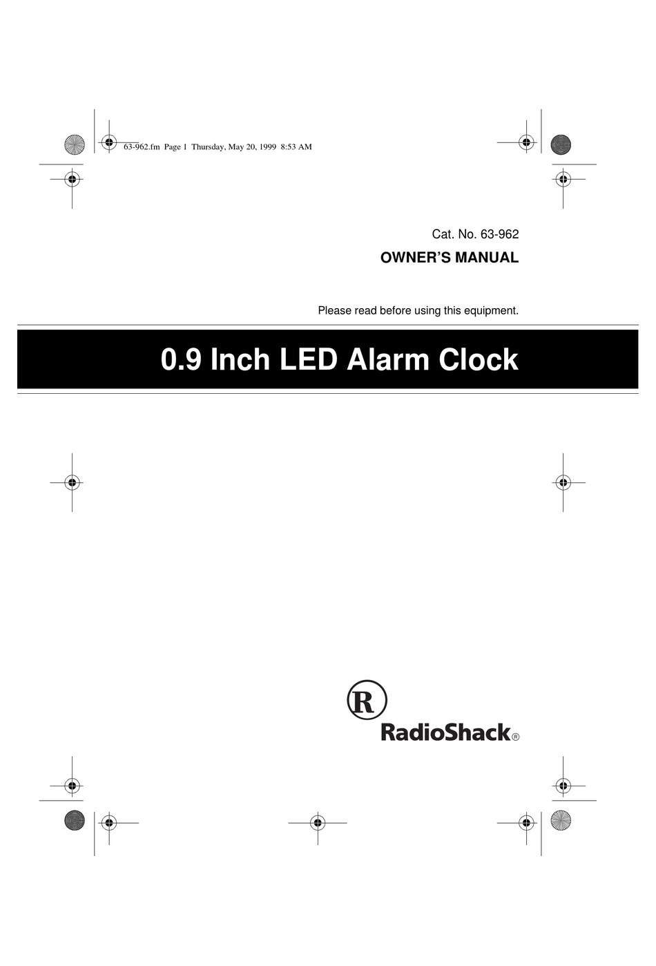 RADIO SHACK 0.9 INCH LED ALARM CLOCK OWNER'S MANUAL Pdf Download