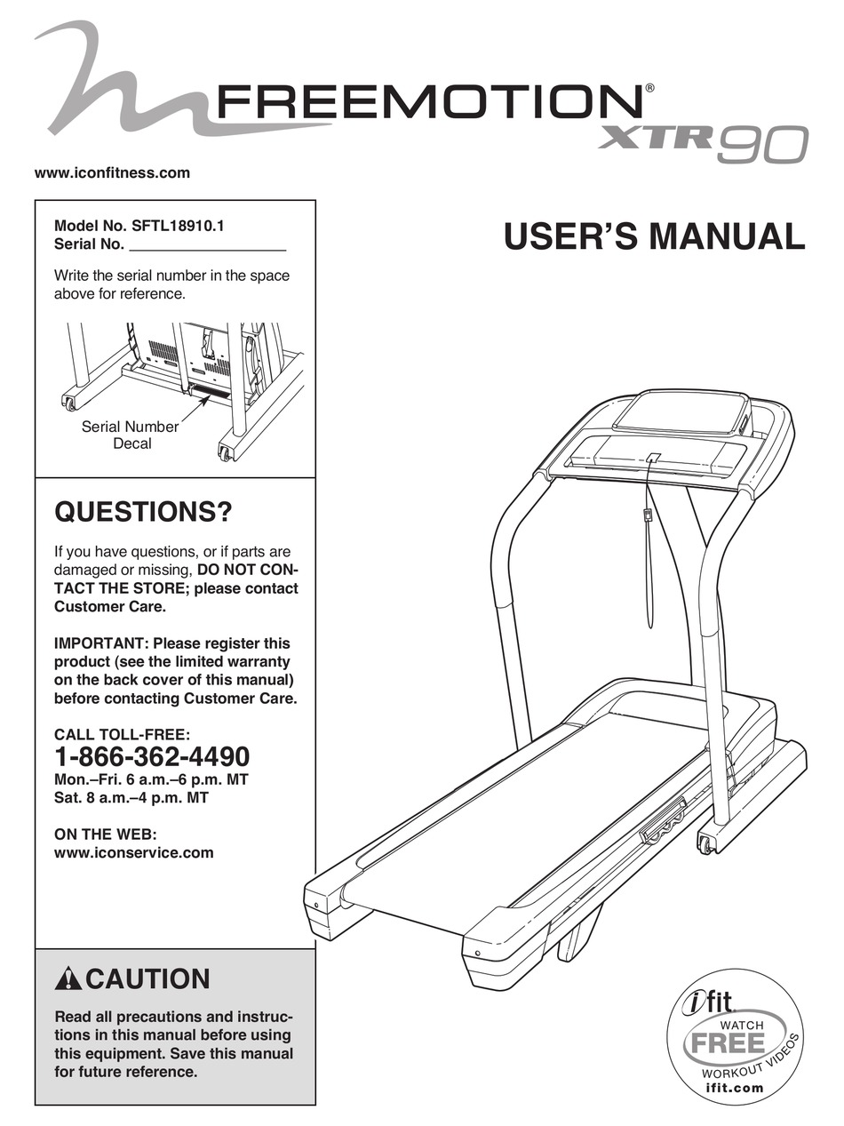 Freemotion 750 treadmill online manual