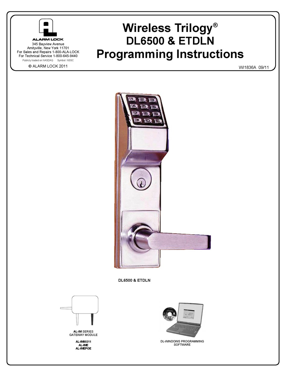 ALARM LOCK DL6500 PROGRAMMING INSTRUCTIONS MANUAL Pdf Download ManualsLib