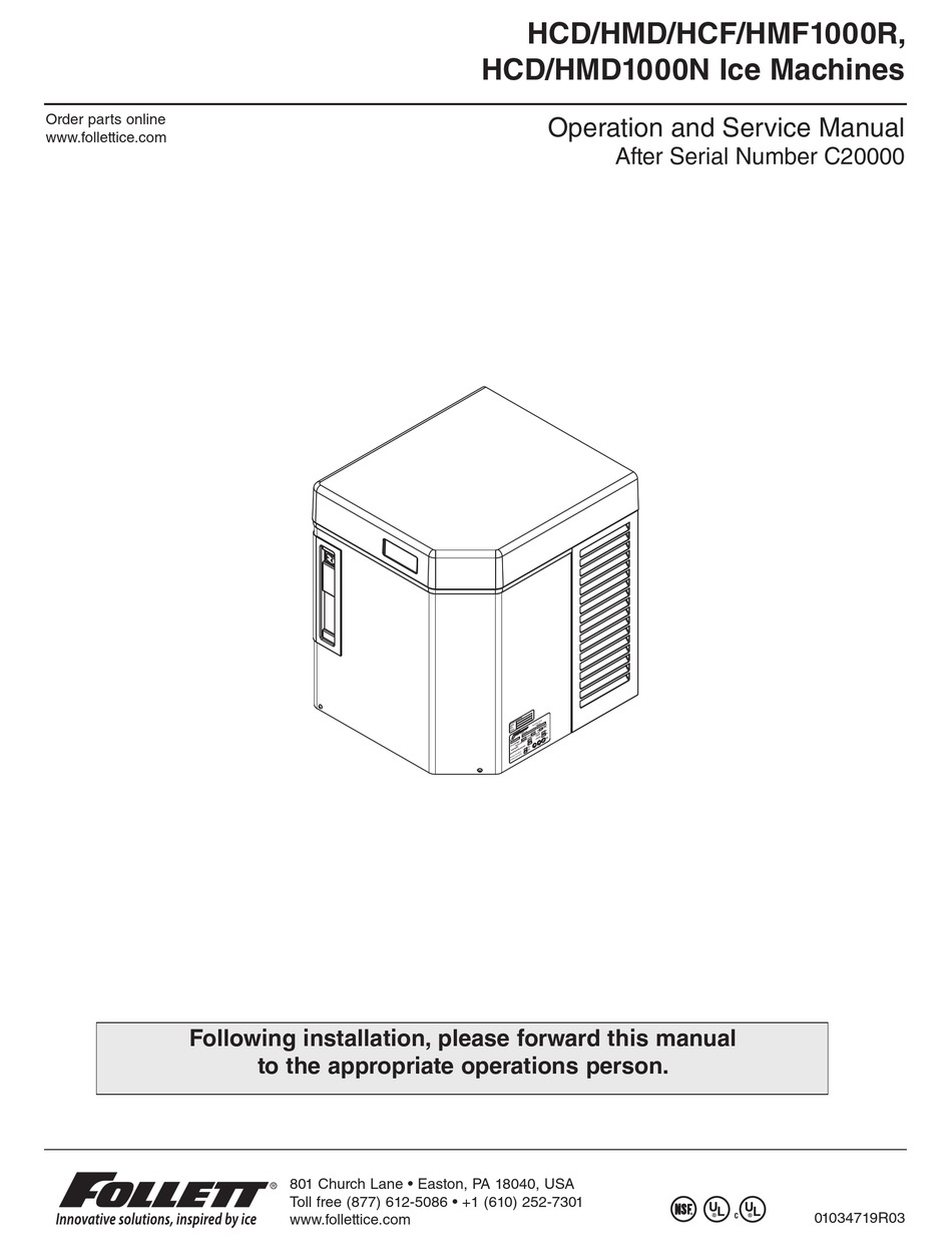 FOLLETT HMF1000R OPERATION AND SERVICE MANUAL Pdf Download ManualsLib