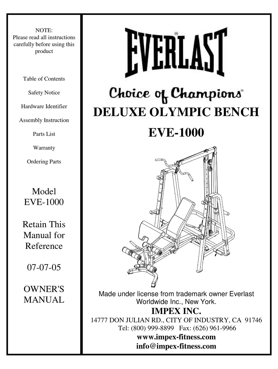 IMPEX EVERLAST EVE 1000 OWNER S MANUAL Pdf Download ManualsLib