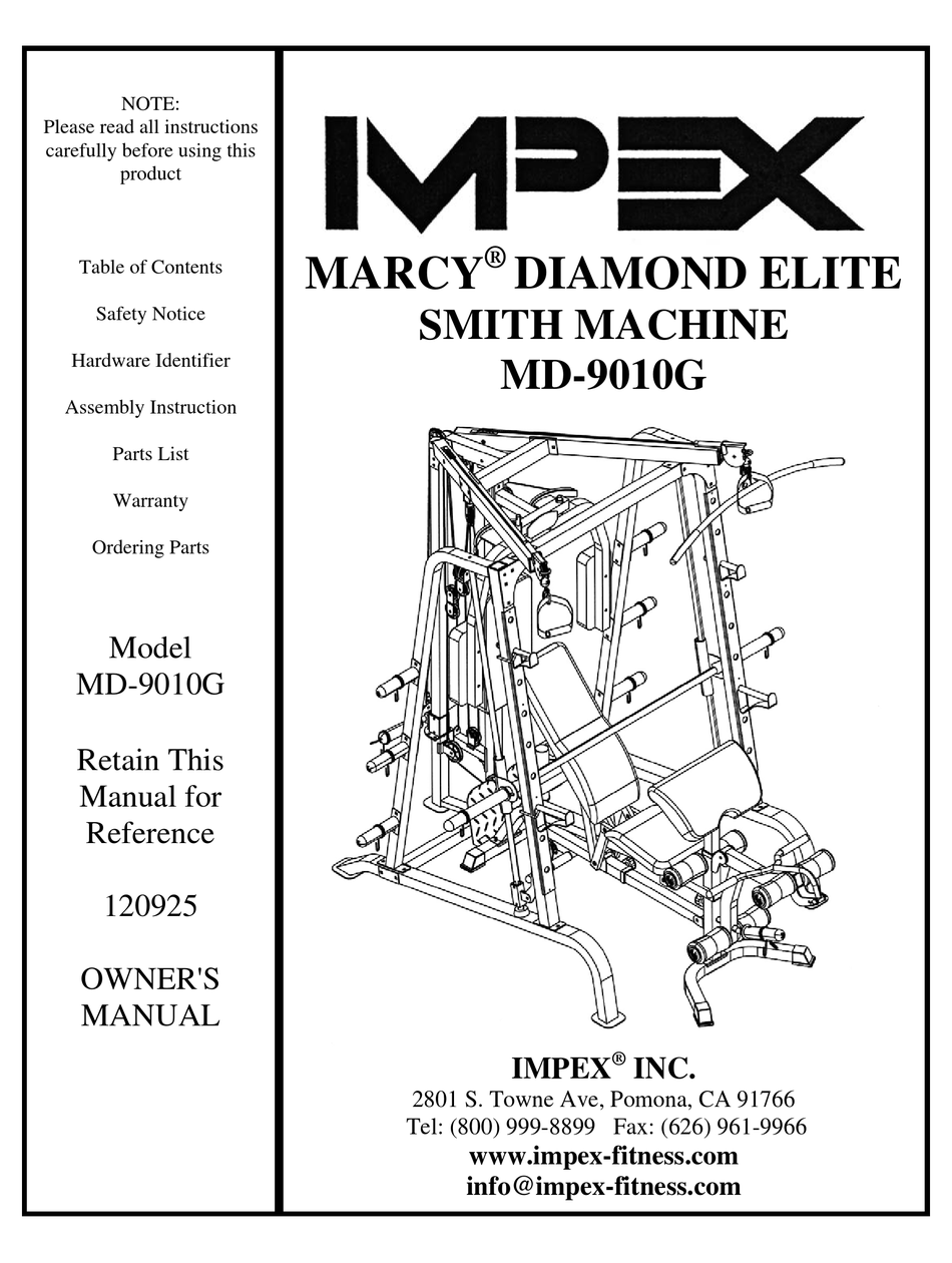 IMPEX MARCY DIAMOND ELITE MD-9010G OWNER'S MANUAL Pdf Download | ManualsLib