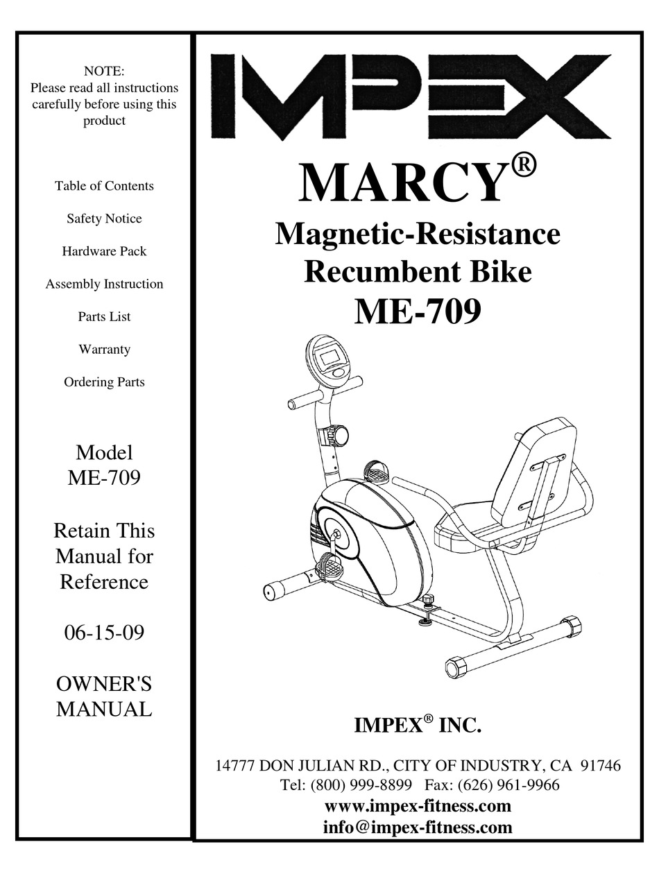 IMPEX MARCY ME-709 OWNER'S MANUAL Pdf Download | ManualsLib