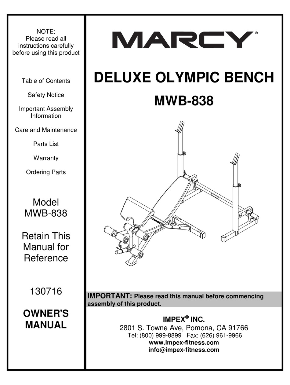 Marcy discount mwb 838