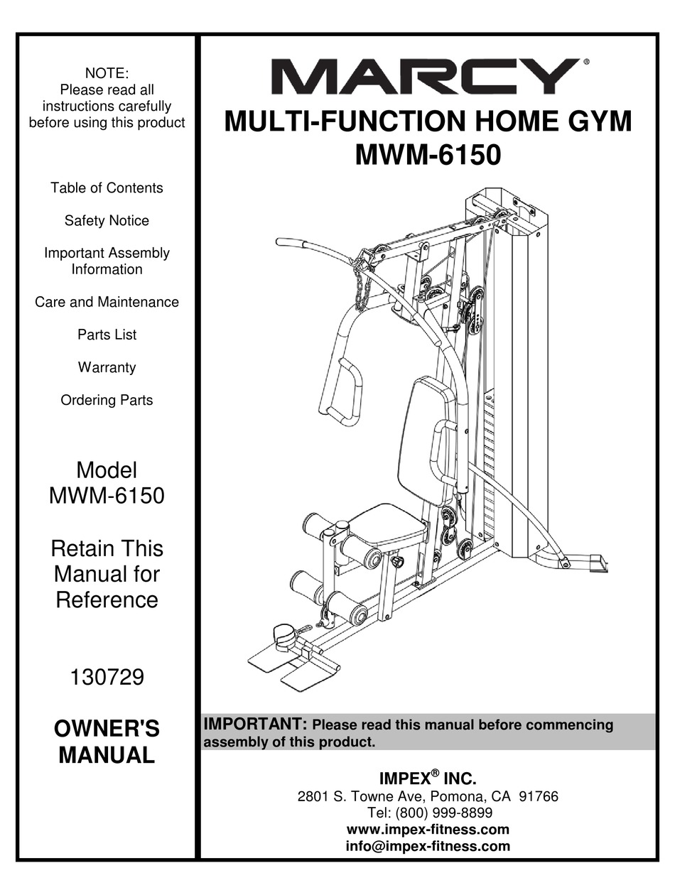 IMPEX MARCY MWM 6150 OWNER S MANUAL Pdf Download ManualsLib