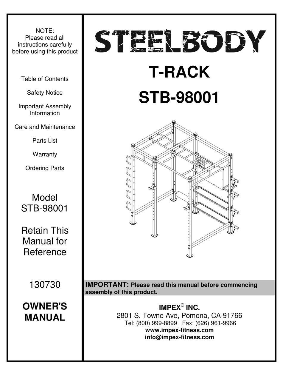 IMPEX STEELBODY TRACK STB98001 OWNER'S MANUAL Pdf Download ManualsLib