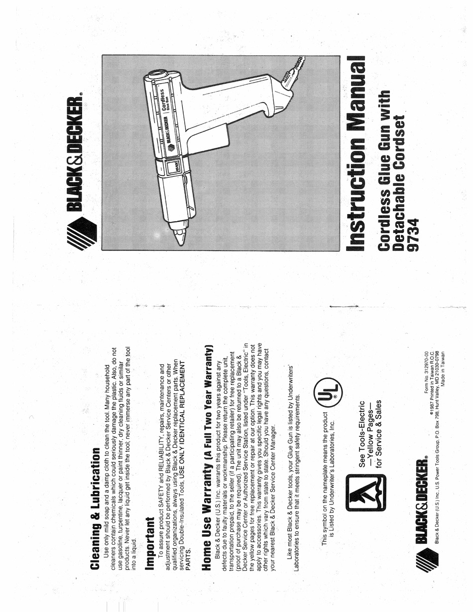 Black & Decker glue gun manuals