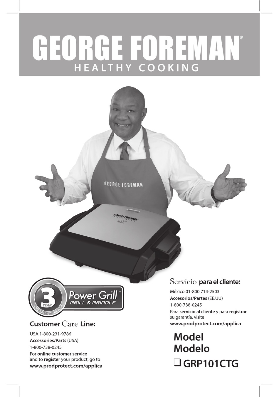 FOREMAN POWER GRILL GRP101CTG USE AND CARE BOOK MANUAL Pdf