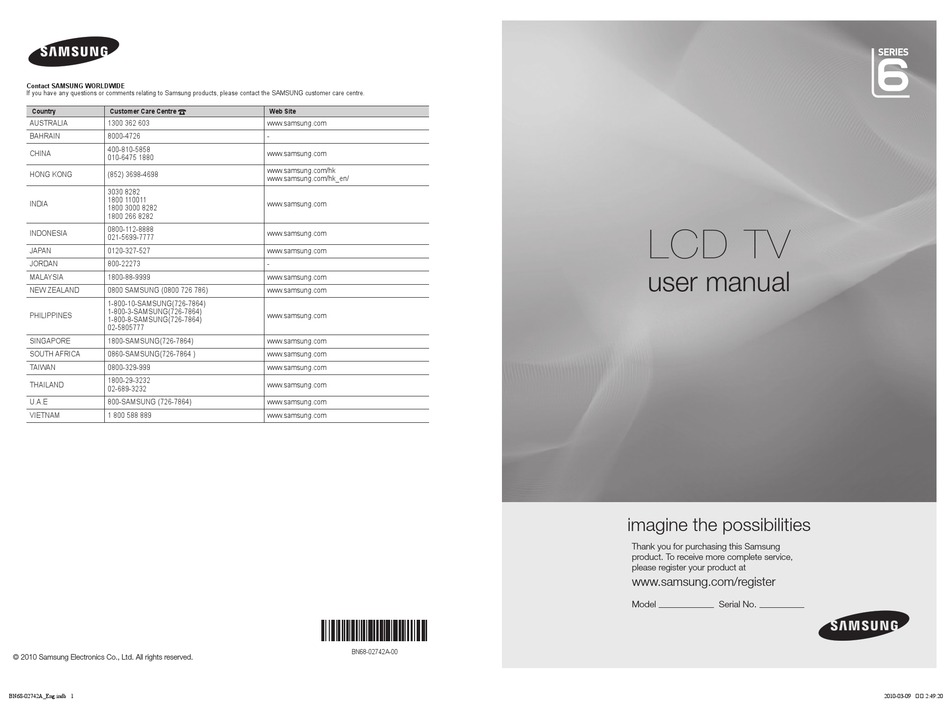 SAMSUNG LCD TV USER MANUAL Pdf Download | ManualsLib