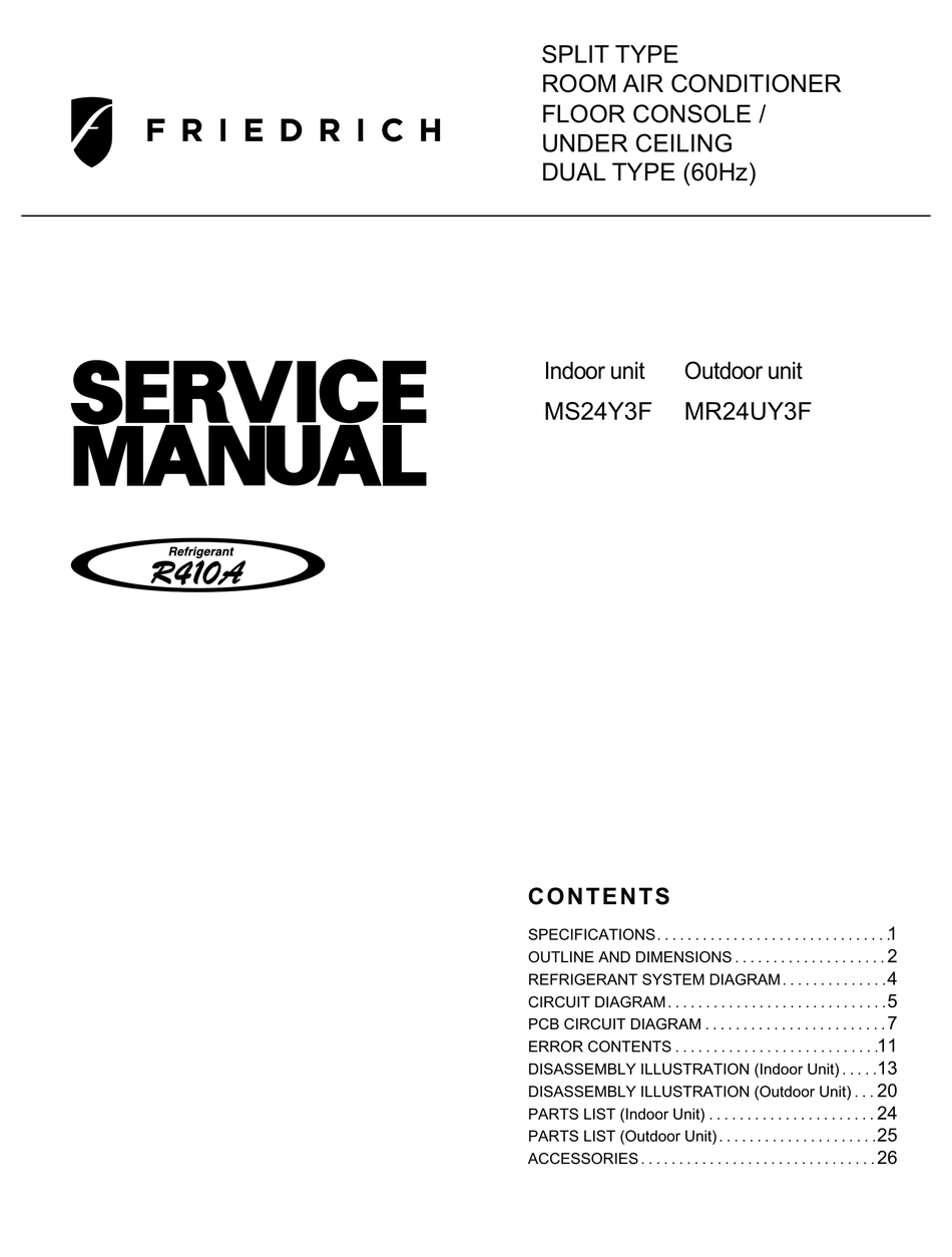 FRIEDRICH MS24Y3F SERVICE MANUAL Pdf Download | ManualsLib