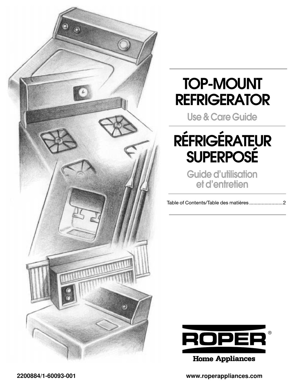 ROPER TOP-MOUNT REFRIGERATOR USE & CARE MANUAL Pdf Download | ManualsLib