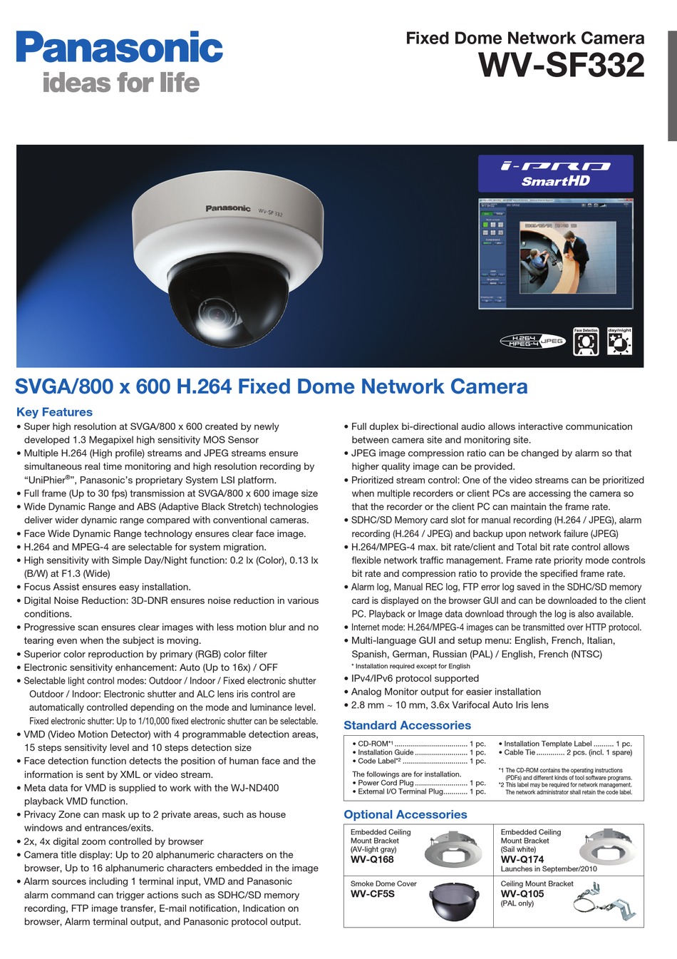 Panasonic Wv Sf332 Specifications Pdf Download Manualslib