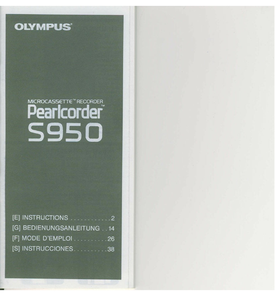 OLYMPUS PERLCORDER S950 INSTRUCTIONS MANUAL Pdf Download ManualsLib