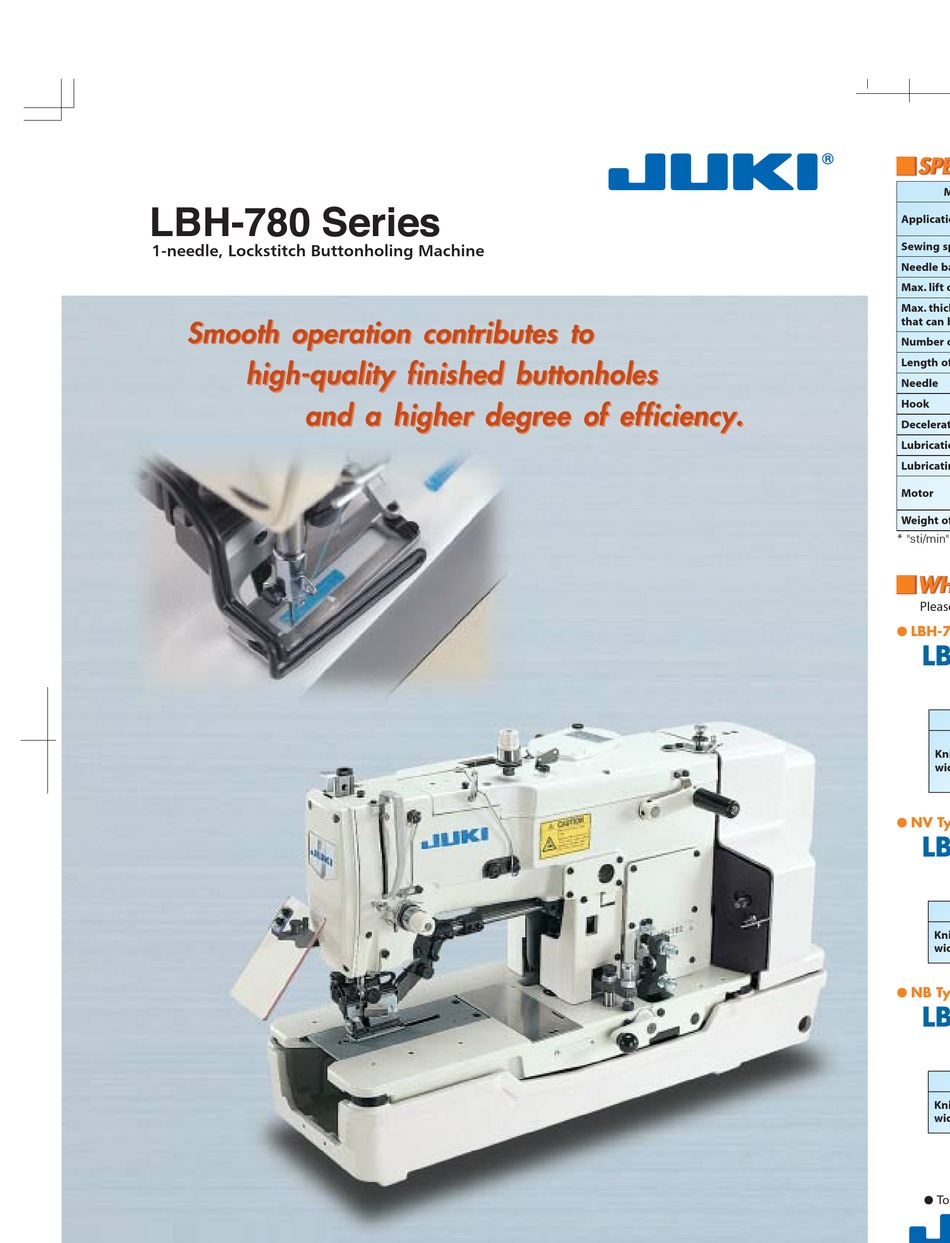Juki Lbh 780 Series Specifications Pdf Download Manualslib Juki Lbh 780 Series Specifications Pdf Download Manualslib