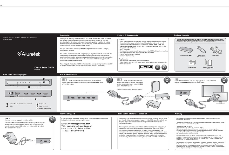 ALURATEK AVW04H QUICK START MANUAL Pdf Download ManualsLib