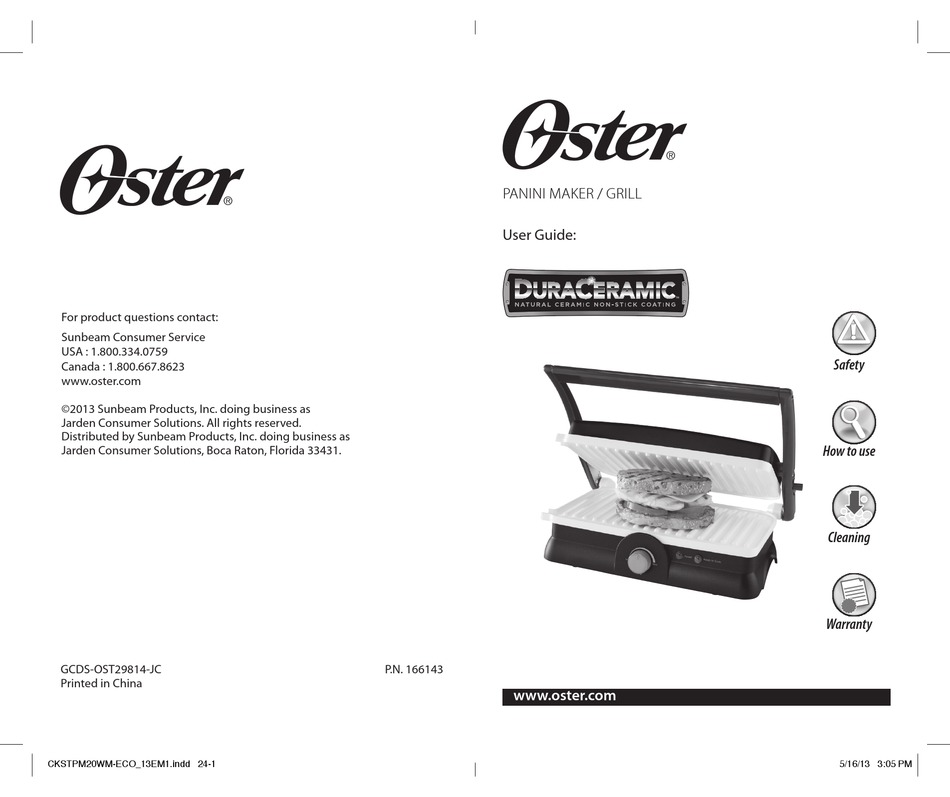OSTER PANINI MAKER / GRILL USER MANUAL Pdf Download ManualsLib