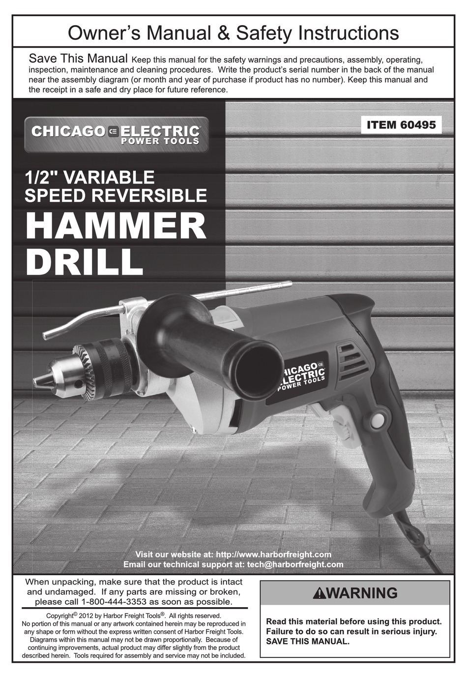 chicago electric power tools manuals