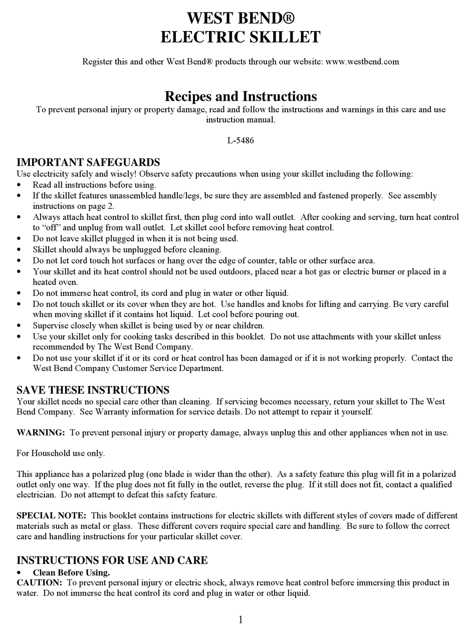 WEST BEND L5486 RECIPES AND INSTRUCTIONS Pdf Download ManualsLib